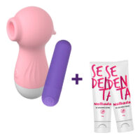 Kit Vibra & Suga – Estímulo Duplo + 2 Gel Sedenta Molhada Kit Vibra & Suga – Estímulo Duplo + 2 Gel Sedenta Molhada