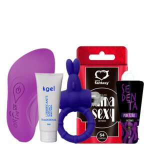 Kit Conexão Quente – Vibrador por App, Anel Peniano, Lubrificante + Jogo Erótico