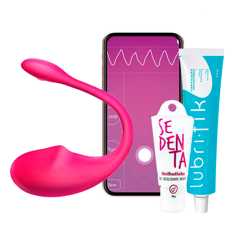Kit Tech Sensations — Vibrador via App + Sedenta + Lubrifik