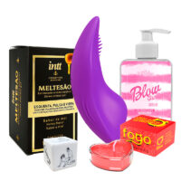 Kit Jogatina Sensual – Vibrador de Calcinha por App, Gel Meltezão, Vela + Dado Erótico Kit Jogatina Sensual – Vibrador de Calcinha por App, Gel Meltezão, Vela + Dado Erótico