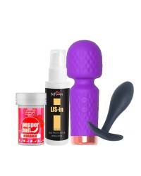 Kit Explora & Sente – Varinha Mágica, Plug Anal, Bolinhas e Gel Lis-In Kit Explora & Sente – Varinha Mágica, Plug Anal, Bolinhas e Gel Lis-In