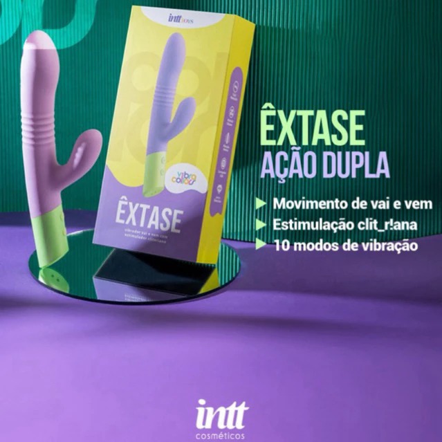 Êxtase Collors Intt - Vibrador com Função de Vai e Vem e Estimulo Clitoriano - imagem 3