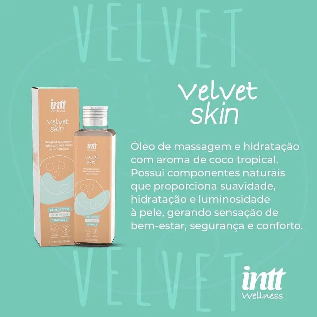 Velvet Skin Intt – Óleo Corporal Hidratante para Massagem Aroma de Coco 130ml - Cosméticos Original | Satisfeel - Foto 5