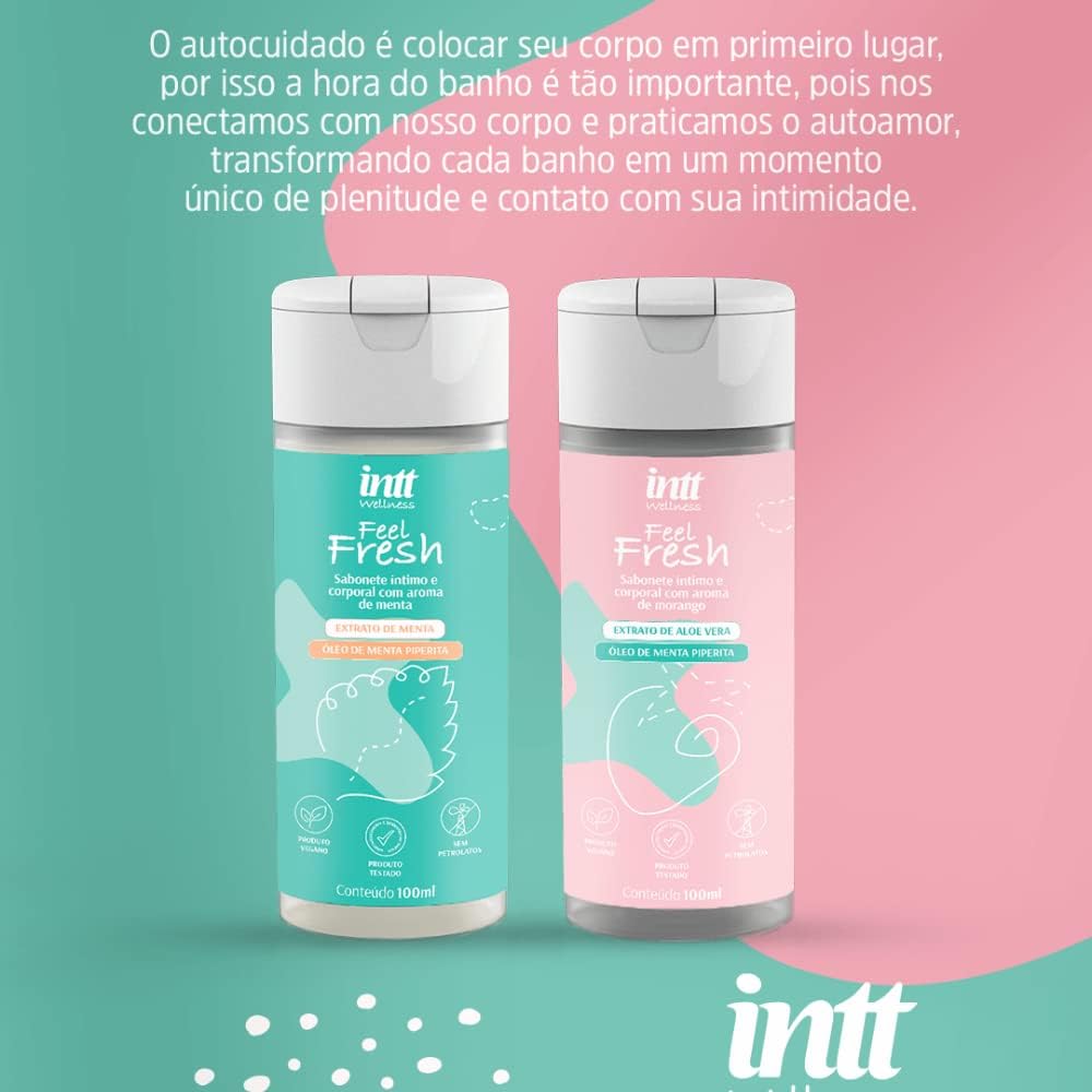 Feel Fresh Intt – Sabonete Líquido Íntimo e Corporal Morango 100ml - Cosméticos Original | Satisfeel - Foto 2