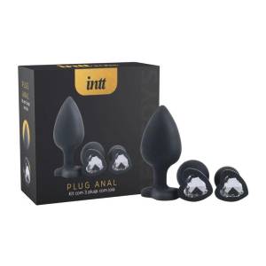 Kit 3 Plugs Anais Com Joias Formato De Coração Em Soft Touch - Intt Cosméticos